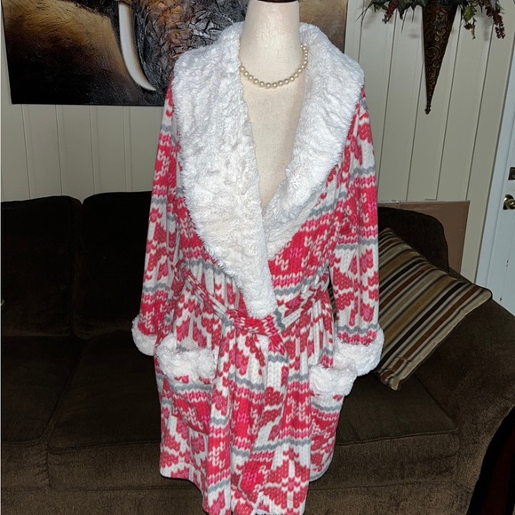 Kenzie • Small/Medium • Pink • Snowflakes • Christmas • Plush • Fuzzy Fur • Robe - Picture 1 of 14